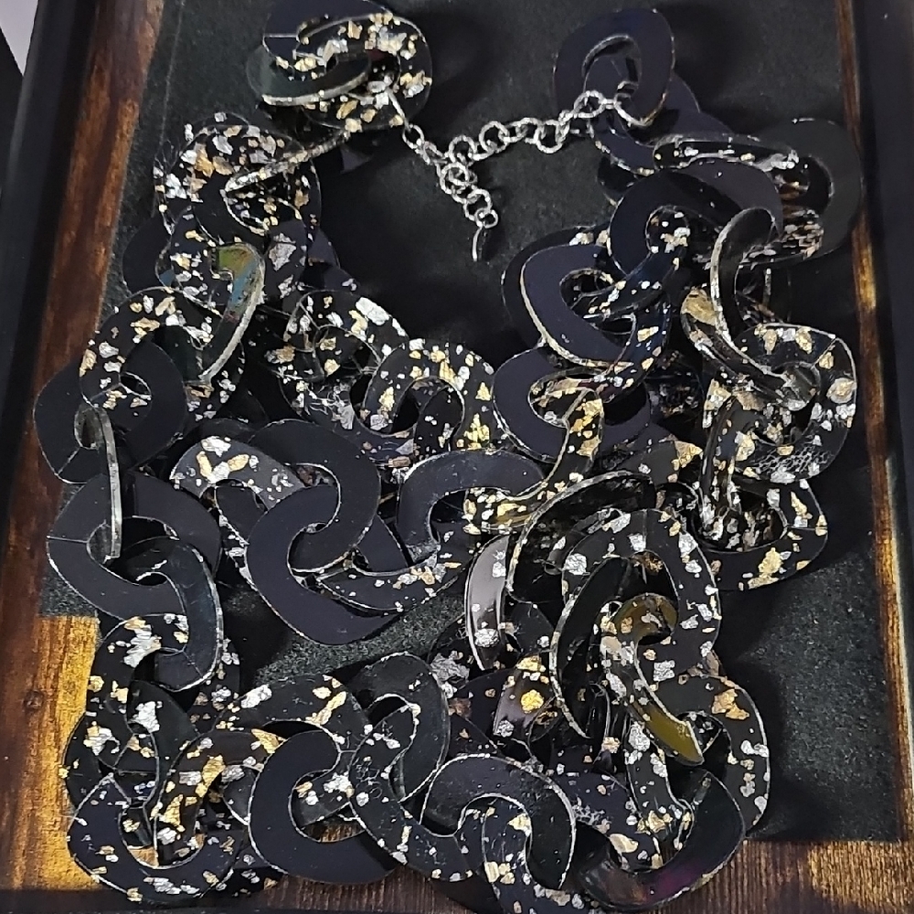 Sassy Jones Black and Gold Statement Necklace